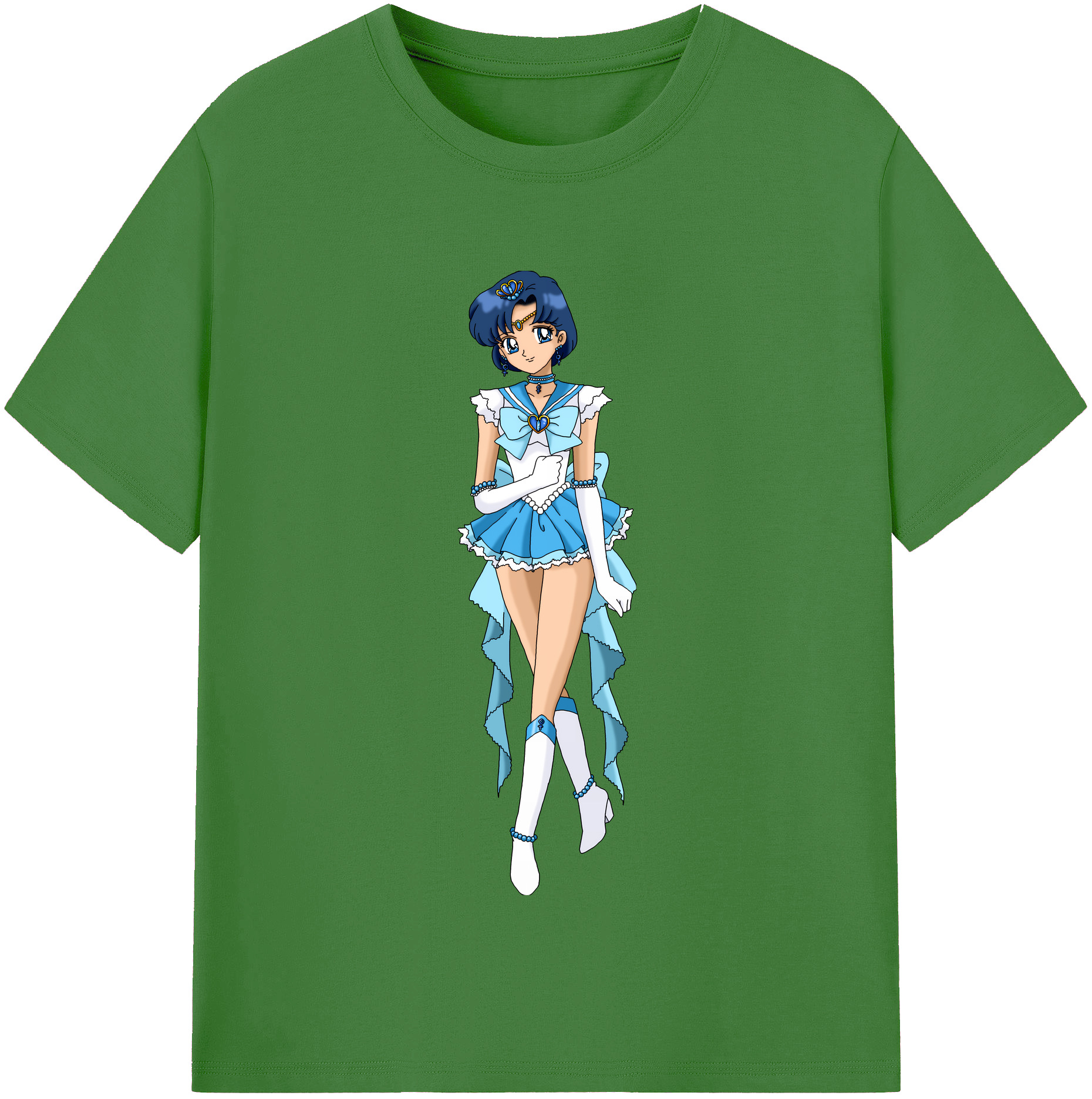 （画像用） 美少女戦士セーラームーン 水野 亜美 みずの あみ Sailor Moon Mizuno Ami レディースカジュアルプリントTシャツ（綿100％）